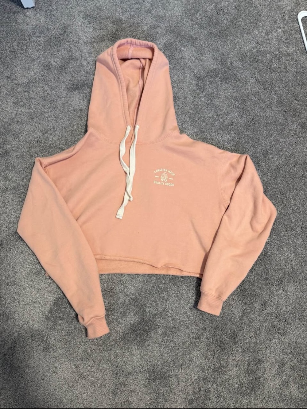 POLAR PIECE Cropped Pink Hooded Sweatshirt with Drawstring